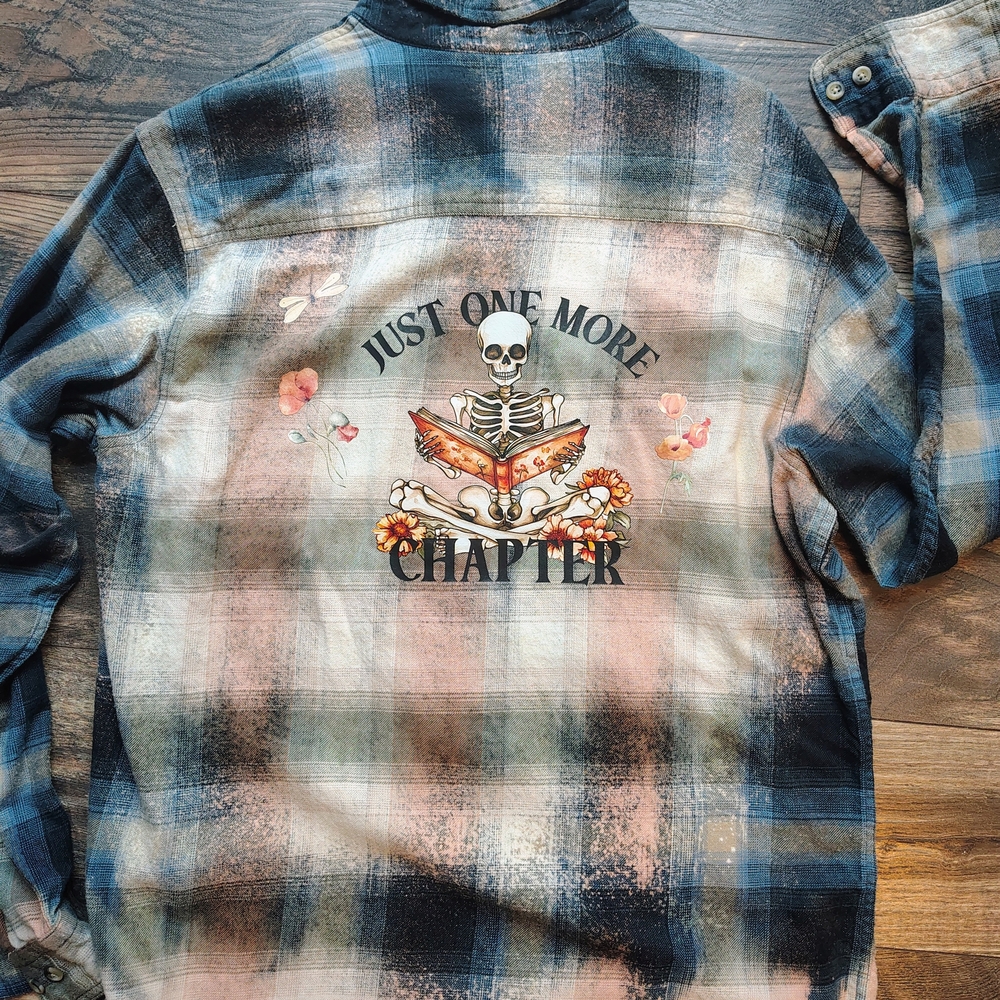 Skeleton Reading Plaid Shirt